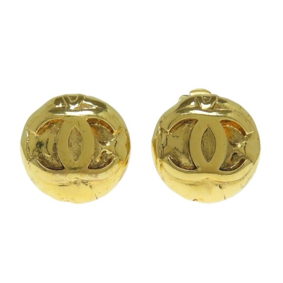 CHANEL Gold Logo Earrings